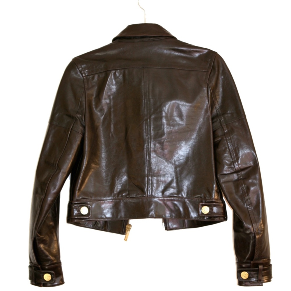 ROCK & REPUBLIC VICTORIA BECKHAM RARE Brown Leather Biker Moto Jacket - Picture 11 of 15